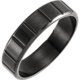 Black Titanium Grooved Men's Wedding Band